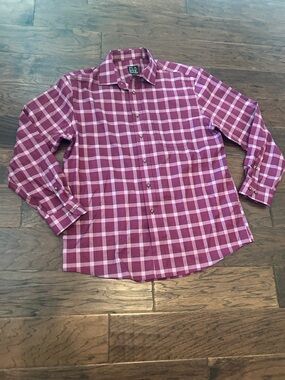 Jos. A. Bank Plaid Long Sleeve Button-Up Shirt - Purple